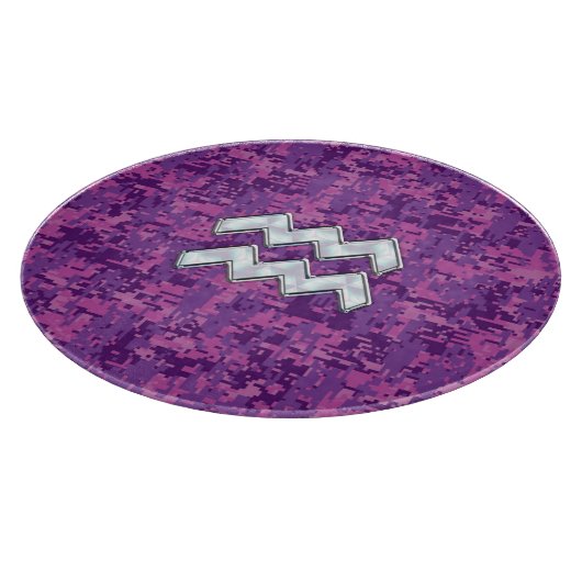 Planche À Découper Aquarius Zodiac Sign on fuchsia digital camouflage (Coin)