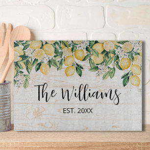 Planche À Découper Arbre à Citron Jaune Monogrammé Bois Blanc