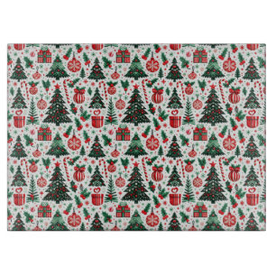 Planche À Découper Arbre de Noël, cadeaux, sucre de canne