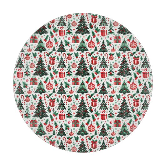 Planche À Découper Arbre de Noël, cadeaux, sucre de canne (Devant)