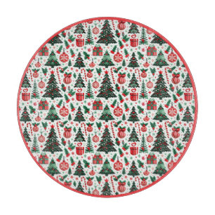 Planche À Découper Arbre de Noël, cadeaux, sucre de canne