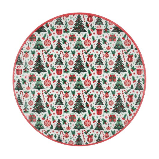 Planche À Découper Arbre de Noël, cadeaux, sucre de canne (Devant)