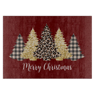 Planche À Découper Arbre de Noël Imprimé Guépard Plaid Buffle Paillet