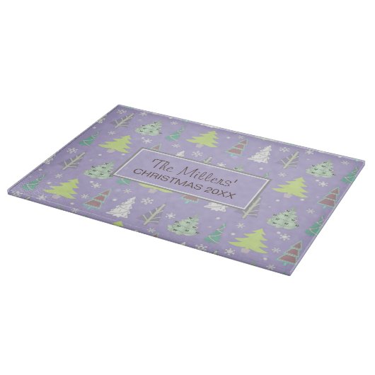 Planche À Découper Arbre de Noël Motif Violet et Lime vert ID175 (Coin)