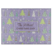 Planche À Découper Arbre de Noël Motif Violet et Lime vert ID175 (Devant)