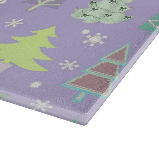 Planche À Découper Arbre de Noël Motif Violet et Lime vert ID175 (Coin)