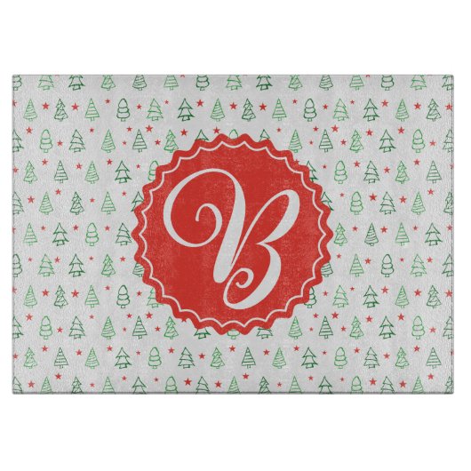 Planche À Découper Arbre de Noël rouge et vert (Devant)