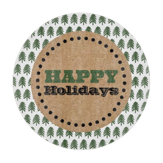 Planche À Découper Arbre de Noël vert et blanc moderne (Devant)
