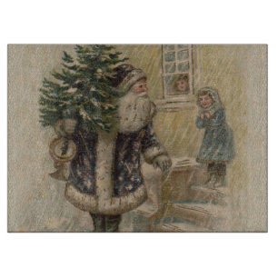 Planche À Découper Arbre de Noël vintage Père Noël