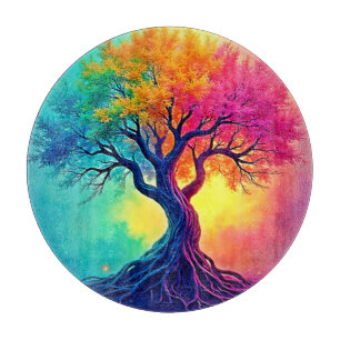 Planche À Découper Arbre Vibrant de Vie : Design Racines de l'Espoir