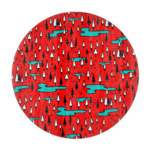 Planche À Découper Arbres à main levée : motif de Noël scandinave.
