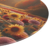 Planche À Découper Arbres d'automne/champ avec mums (Coin)