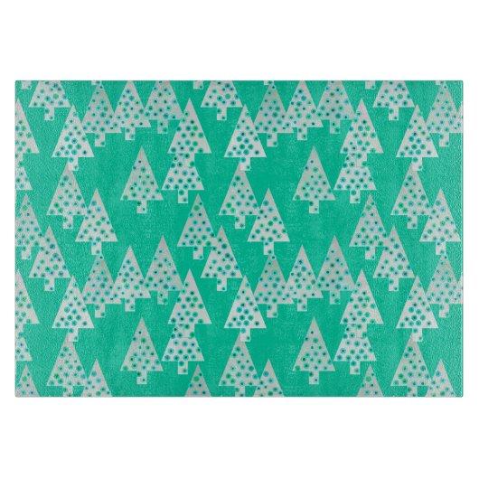 Planche À Découper Arbres de Noël à fleurs modernes - vert de mer (Devant)
