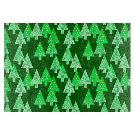 Planche À Découper Arbres de Noël à fleurs modernes - vert de pin (Devant)