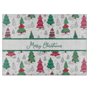 Planche À Découper Arbres de Noël Décorés Fantaisistes et Capricieux
