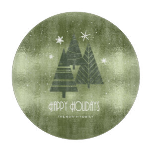 Planche À Découper Arbres de Noël et flocons de neige Green ID863