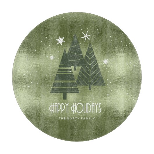 Planche À Découper Arbres de Noël et flocons de neige Green ID863 (Devant)