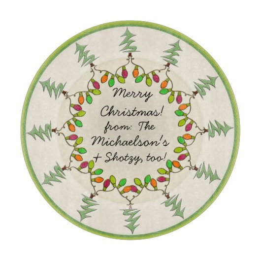 Planche À Découper Arbres de Noël & Lumières Charcuterie Board (Devant)