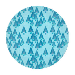 Planche À Découper Arbres de Noël métalliques modernes - bleu ciel