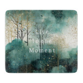 Planche À Découper Arbres Vert Doré avec Oiseaux Noël (Devant)