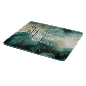 Planche À Découper Arbres verts dorés avec oiseaux Noël (Coin)