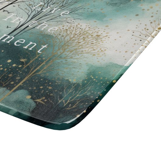 Planche À Découper Arbres verts en or avec oiseaux Noël (Coin)