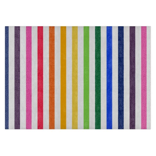 Planche À Découper Arc-en-ciel et rayures blanches (Devant)