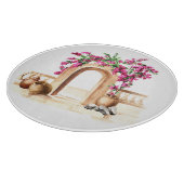 Planche À Découper Architecture méditerranéenne, fleurs, aquarelle, h (Coin)