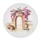 Planche À Découper Architecture méditerranéenne, fleurs, aquarelle, h (Devant)