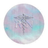 Planche À Découper Argent comme RN Caduceus Médicale Mère Pearl (Devant)