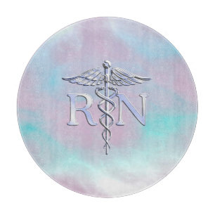 Planche À Découper Argent comme RN Caduceus Médicale Mère Pearl