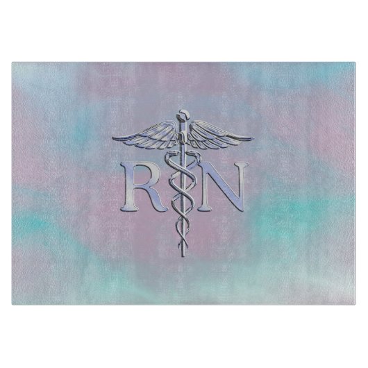 Planche À Découper Argent comme RN Caduceus Médicale Mère Pearl (Devant)