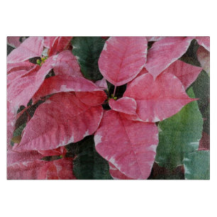 Planche À Découper Argent Star Marbre Poinsettias Pink Holiday Floral