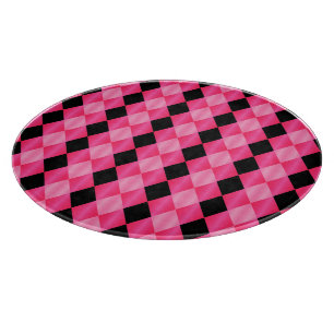 Planche À Découper Arlequin plié, Pink-Black ROUND CUTTING BOARD