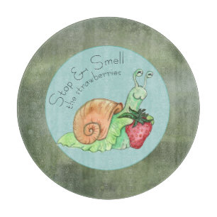 Planche À Découper Arrêter et sentir l'escargot des fraises
