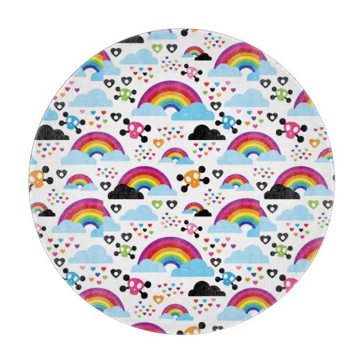 Planche À Découper Arrière - plan adolescent de crâne d'arc-en-ciel (Devant)