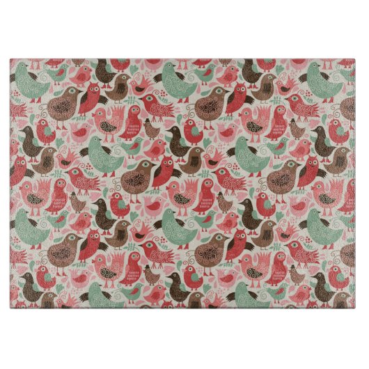 Planche À Découper arrière - plan avec les oiseaux mignons (Devant)