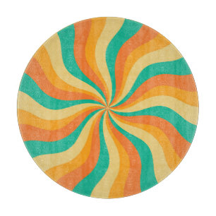 Planche À Découper Arrière - plan coloré Retro les années 70 Sunburst