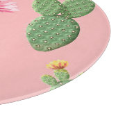 Planche À Découper Arrière - plan de cactus à fleurs roses (Coin)