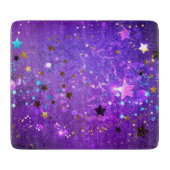 Planche À Découper Arrière - plan de feuille violet avec étoiles (Devant)