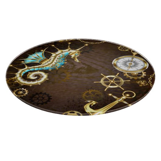 Planche À Découper Arrière - plan en bois avec cheval de mer mécaniqu (Coin)