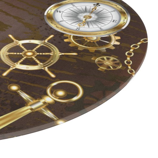 Planche À Découper Arrière - plan en bois avec cheval de mer mécaniqu (Coin)