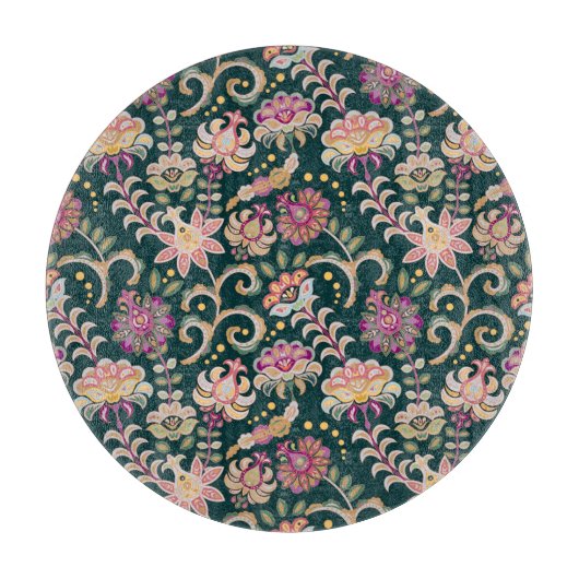 Planche À Découper Arrière - plan floral rose foncé (Devant)