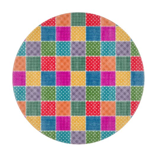 Planche À Découper Arrière - plan Patchwork : Mélange de Motifs diver (Devant)