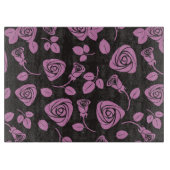 Planche À Découper Arrière - plan rose floral (Devant)