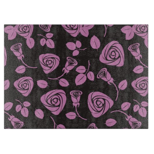 Planche À Découper Arrière - plan rose floral (Devant)