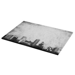 Planche À Découper Arrière - plan sale de ville en noir et blanc