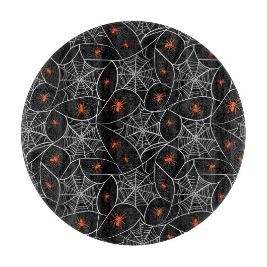 Planche À Découper Arrière - plan web d'Halloween et araignées. (Devant)