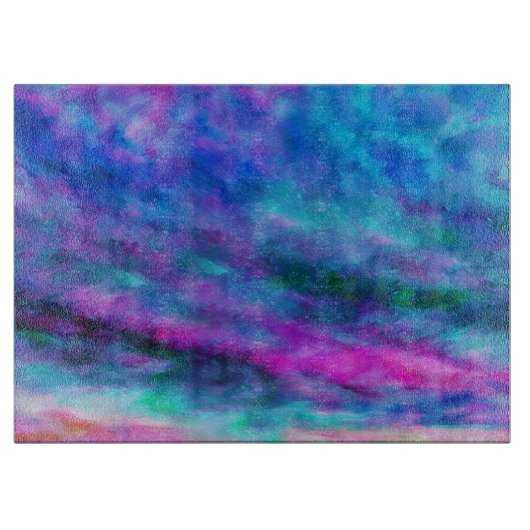 Planche À Découper Art Abstrait Aquarelle Bleu Rose Violet (Devant)