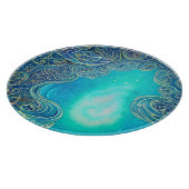 Planche À Découper Art Abstrait bleu et Turquoise (Coin)